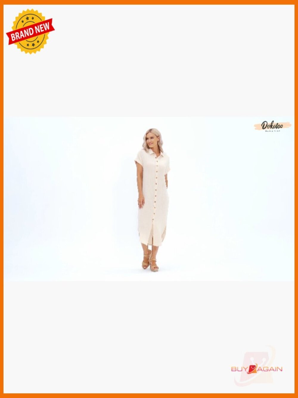 Casual Short Sleeve Side Split Button Down Long Kimono Cardigan Swimsuit Cover - Picture 7 of 7